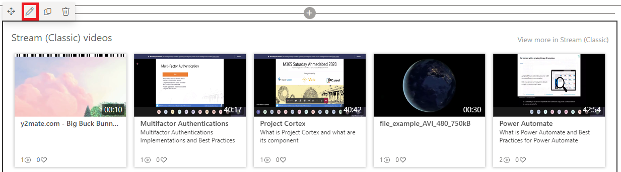 Video Embed using Stream Classic webpart in SharePoint Online Modern Page